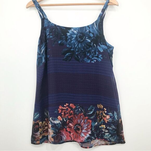 Cabi #3434 Artist Cami Blue Purple Floral Flowing Tank Blouse - Picture 13 of 16